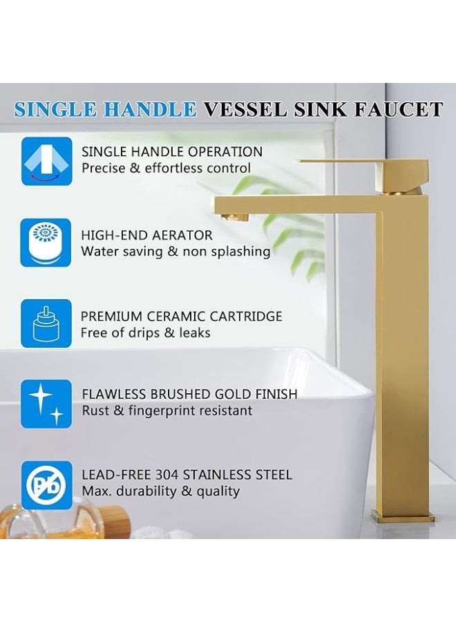 YD Square Basin Mixer Tap Long Body | Modern Bathroom Sink Faucet | Single Lever Water Mixer | Deck Mounted Wash Basin Tap | Durable Brass Construction - Image 1